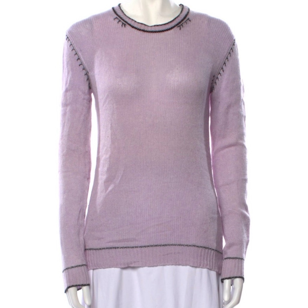 Marni Lavender Cashmere Crew Neck Sweater With Distressed Details